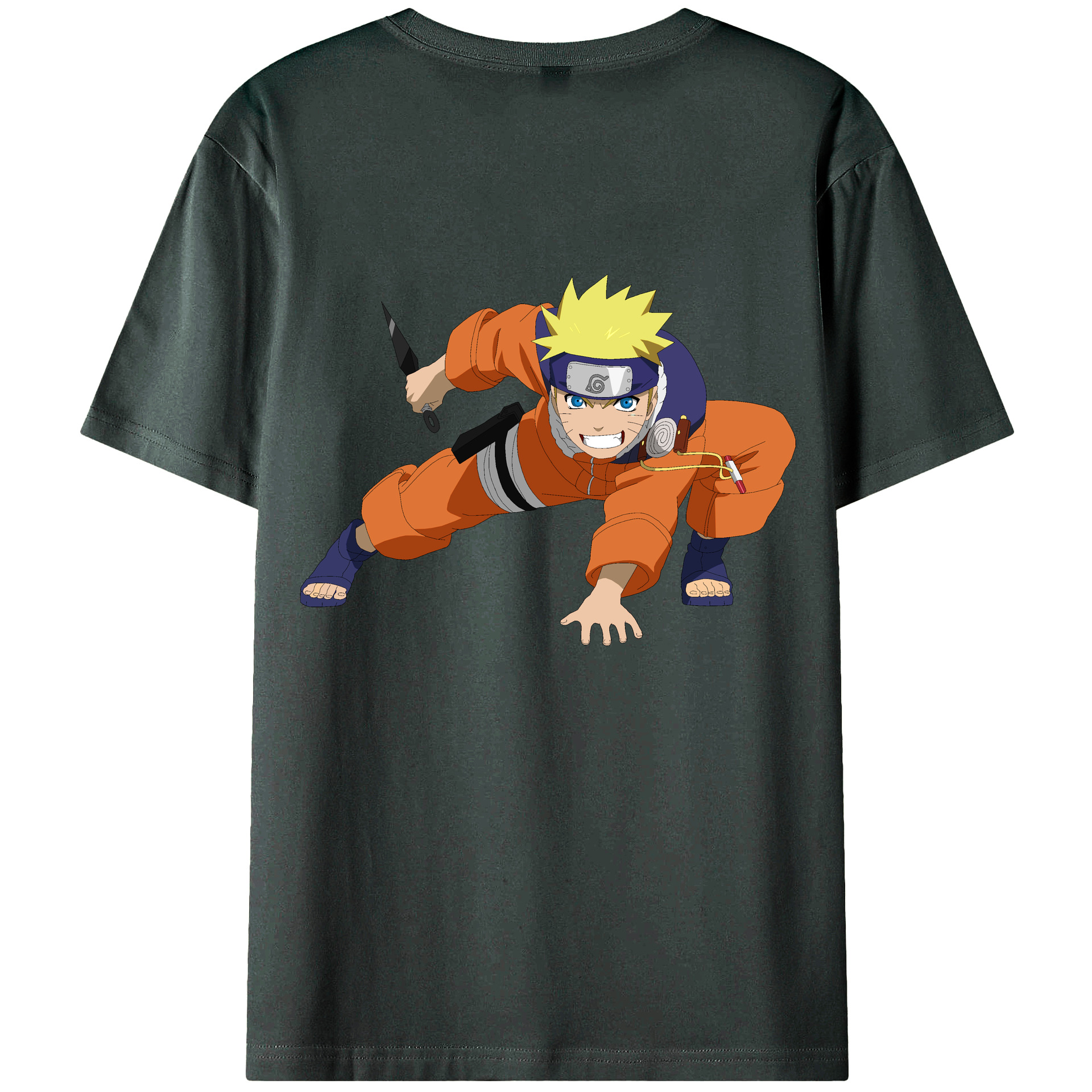 （画像用） NARUTO -ナルト- うずまき ナルト Uzumaki Naruto 綿100％ メンズ半袖Tシャツ（バックプリント） 通気性
